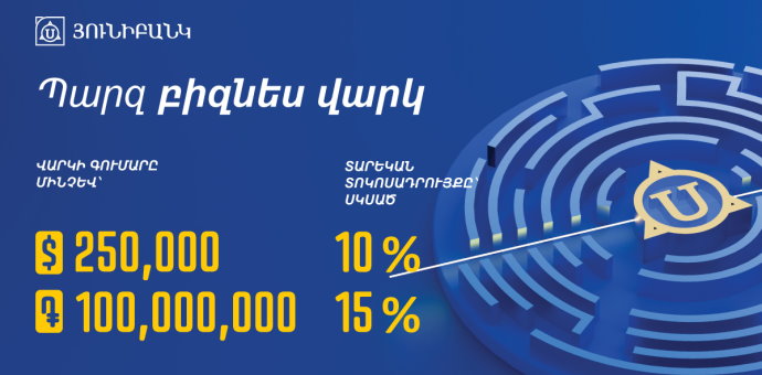 Յունիբանկն առաջարկում է բիզնեսի պարզեցված վարկավորում՝ առանց ձեռնարկությունների ֆինանսական վերլուծության Յունիբանկն առաջարկում է բիզնեսի պարզեցված վարկավորում՝ առանց ձեռնարկությունների ֆինանսական վերլուծության