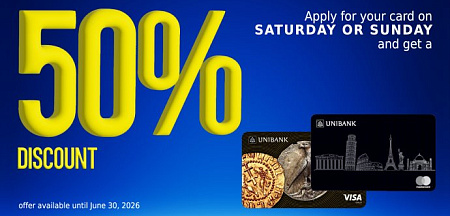 Unibank Offers 50% Discount on Cards During Weekends